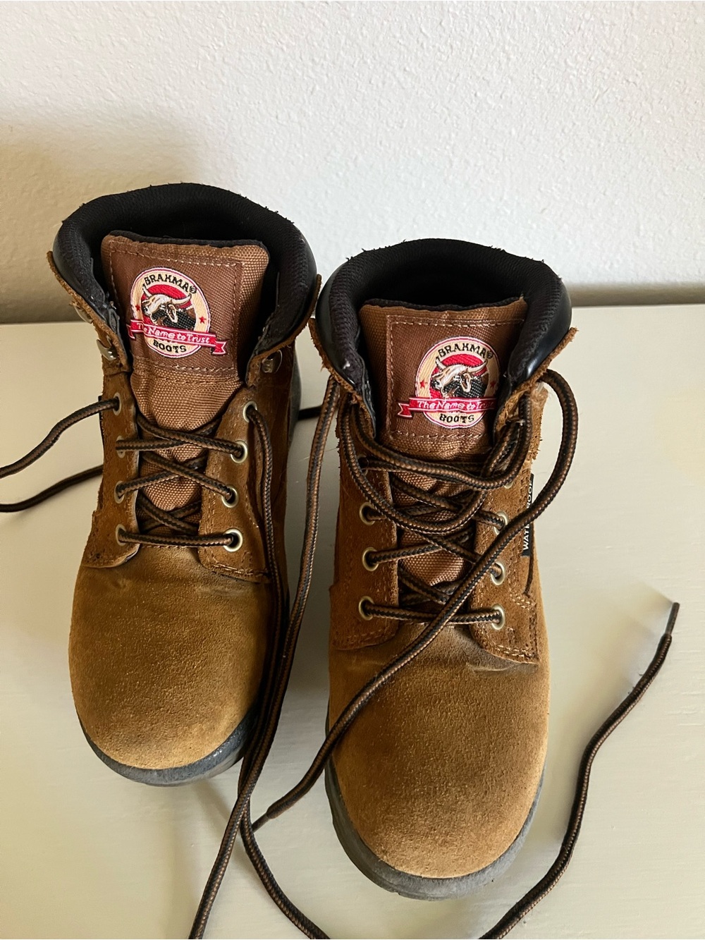 Brahma Womens Brown Suede Lace-Up Steel Toe Work Boots